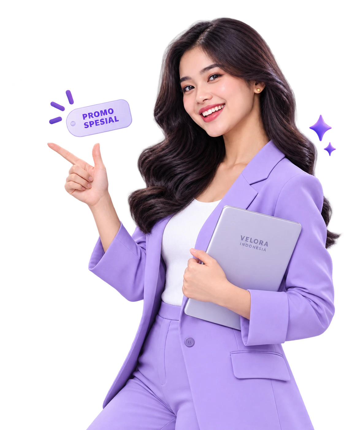 Model yang memperkenalkan promo layanan Velora Indonesia